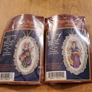 Vintage 90s Cross My Heart Tapestry Angel Kits Set of 2